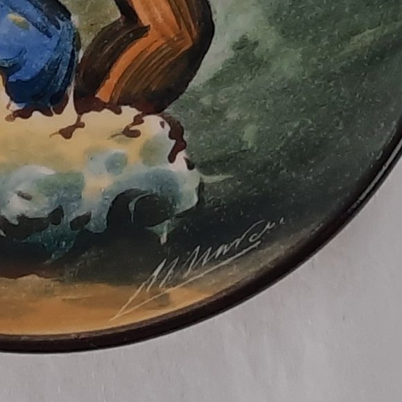 Vintage Signed Spanish Dancers Hanging Plate/Trinket Dish - 7" - Picture 5 of 5